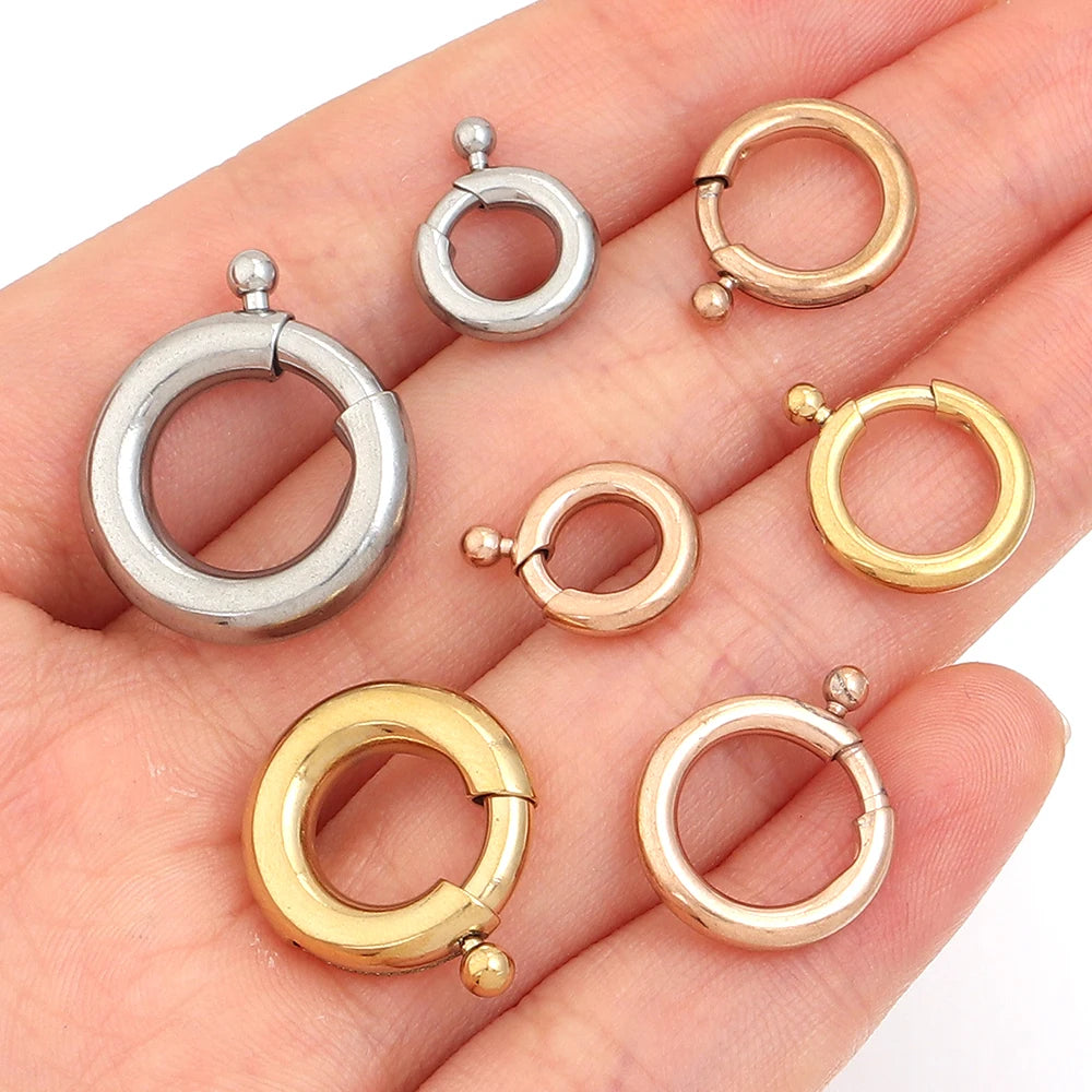 2pcs Stainless Steel Spring Clasps Round Ring Clasp Hooks Buckle Connectors For DIY Jewelry Making Bracelet Necklace Accessories Aurexia off