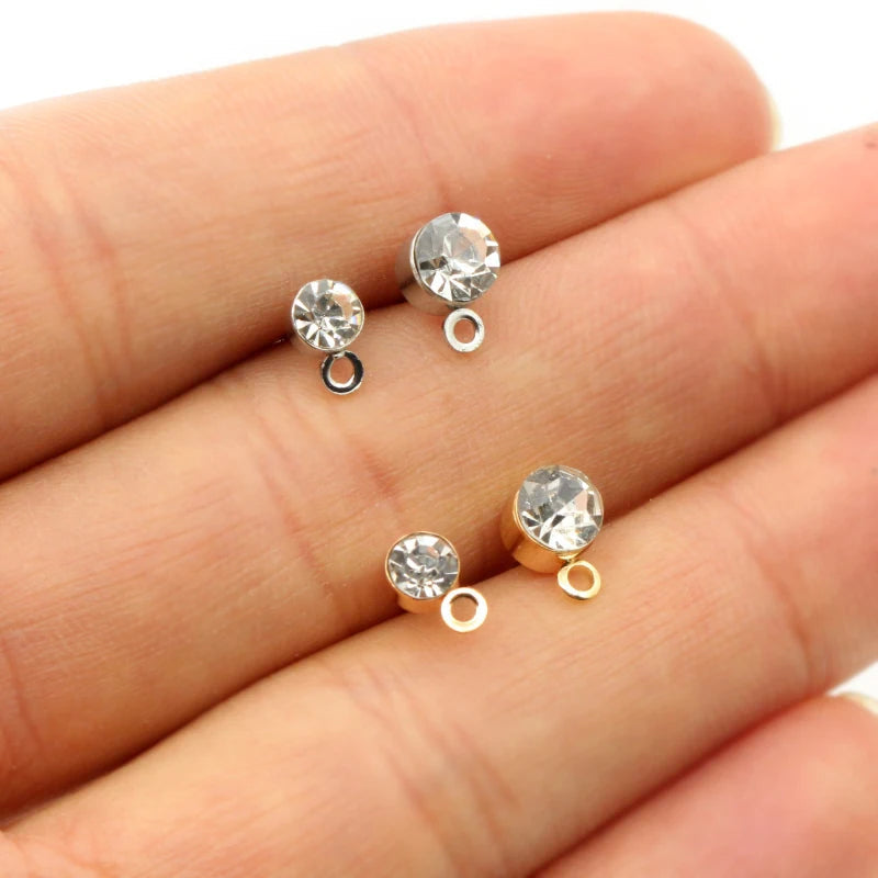 50pcs Stud Earrings Pins with Zircon 4/5/6mm Rhinestone Basic Earring Studs DIY Jewelry Making Accessories Findings Aurexia off