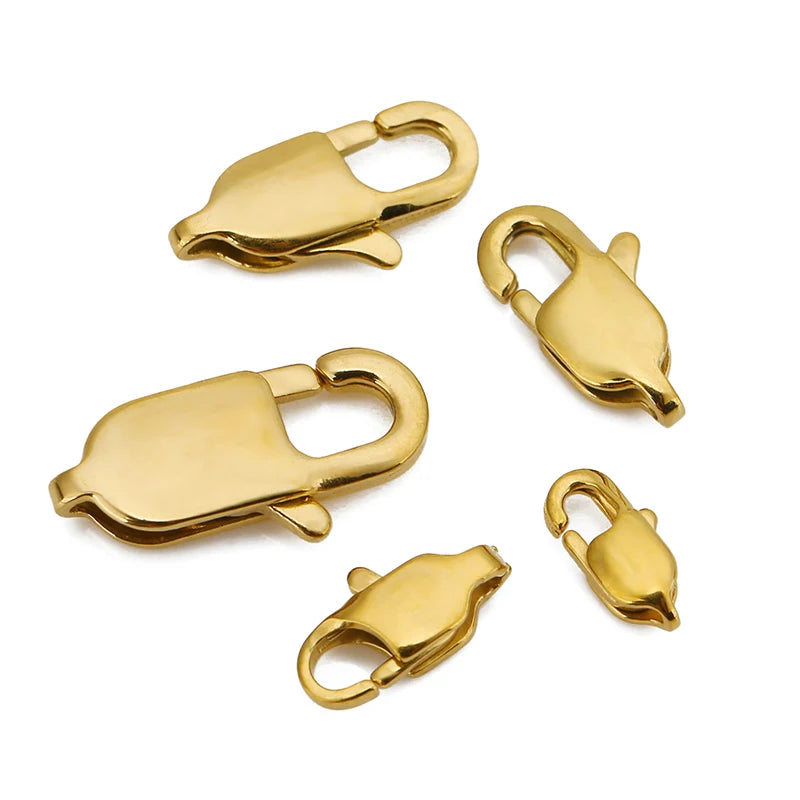 10pcs High End Quality Gold Stainless Steel Rectangle Lobster Clasps Hooks Connector for DIY Bracelet Necklace Jewelry Making Aurexia off