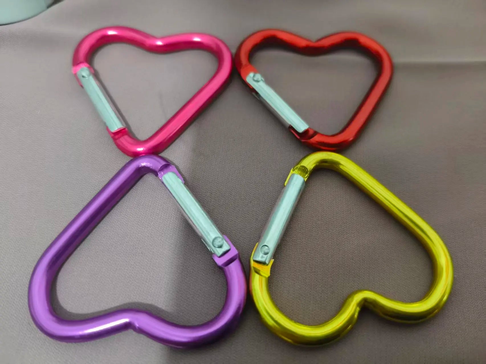 5pcs Aluminum Alloy Colorful Heart Spring Clasps  Carabiner Keychain Clips Hook Dog Chain Diy Jewelry Buckle Connector Supplies Aurexia off