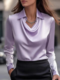 Vintage Satin Blouse Women Long Sleeve Elegant Silk Shirt Luxury Commuting Tops Aurexia off