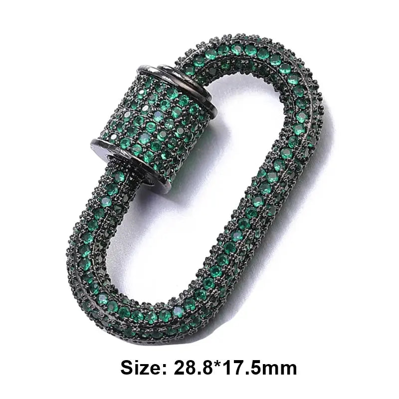Juya Handmade Zirconia 18K Gold Plated Decorative Copper Pendant Carabiner Screw Bolt Lock Clasps For DIY Punk Jewelry Making Aurexia off