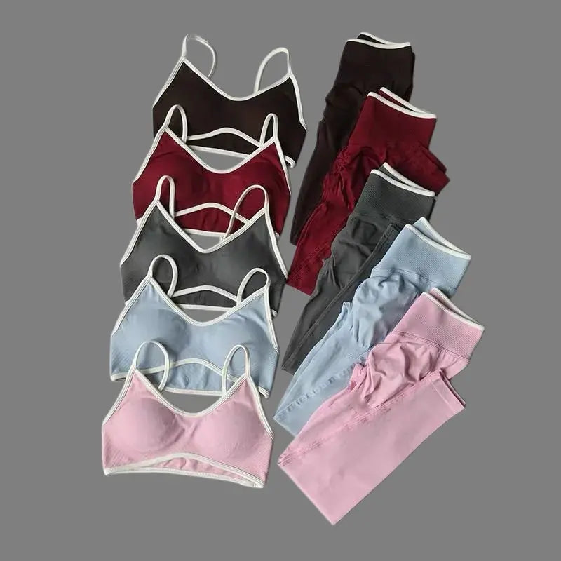 Women's 2-Piece Color Block Yoga Set: Camisole Bra & Seamless Fitted Leggings, Suitable for Fitness and Exercise Aurexia off
