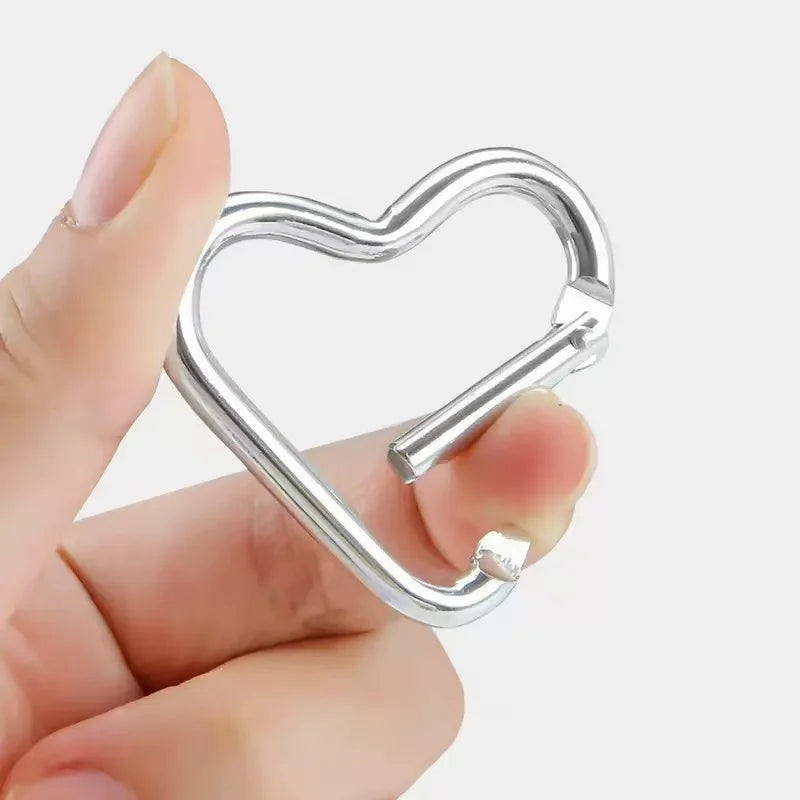 5pcs Aluminum Alloy Colorful Heart Spring Clasps  Carabiner Keychain Clips Hook Dog Chain Diy Jewelry Buckle Connector Supplies Aurexia off