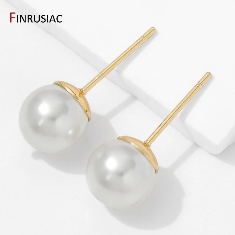 14K Gold Plated Brass Earring Stud Base Blank Post Ear Studs Tray Earplug For Pearl DIY Earring Making Accessories Aurexia off