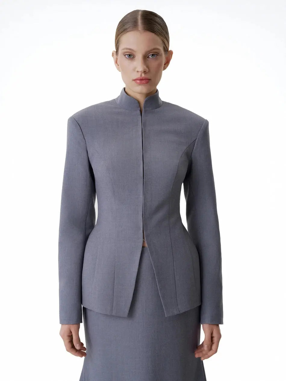 LIMO Minimalist Cape Jacket •2026 Trendy • Stand Collar • Cape Overlay • Tailored Silhouette  • Sophisticated Women’s Wear Aurexia off