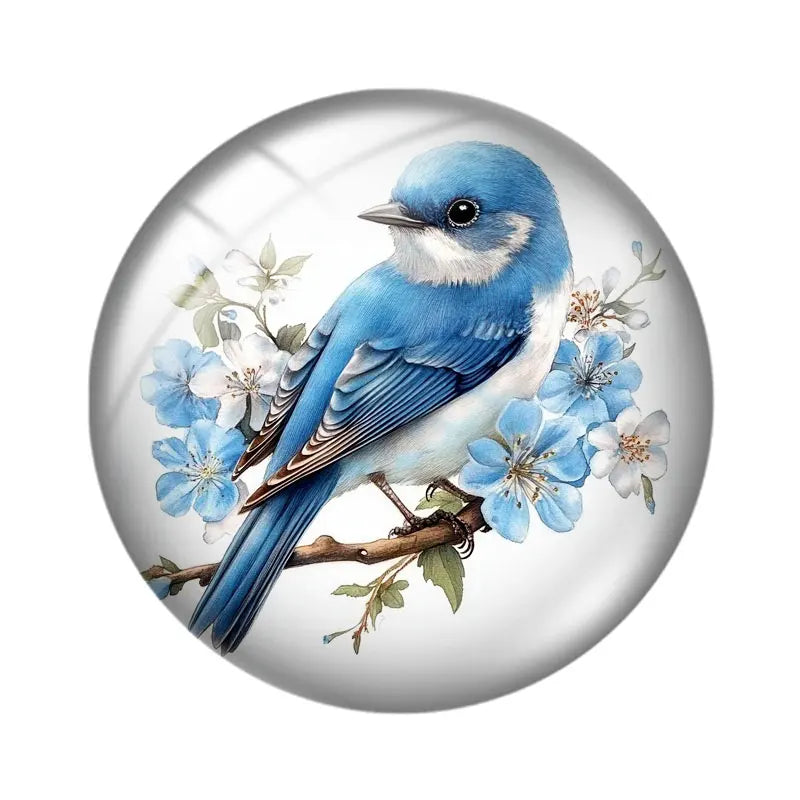 Blue Delft Birds Clipart  12mm/18mm/20mm/25mm Round Photo glass cabochon demo flat back Making findings Aurexia off
