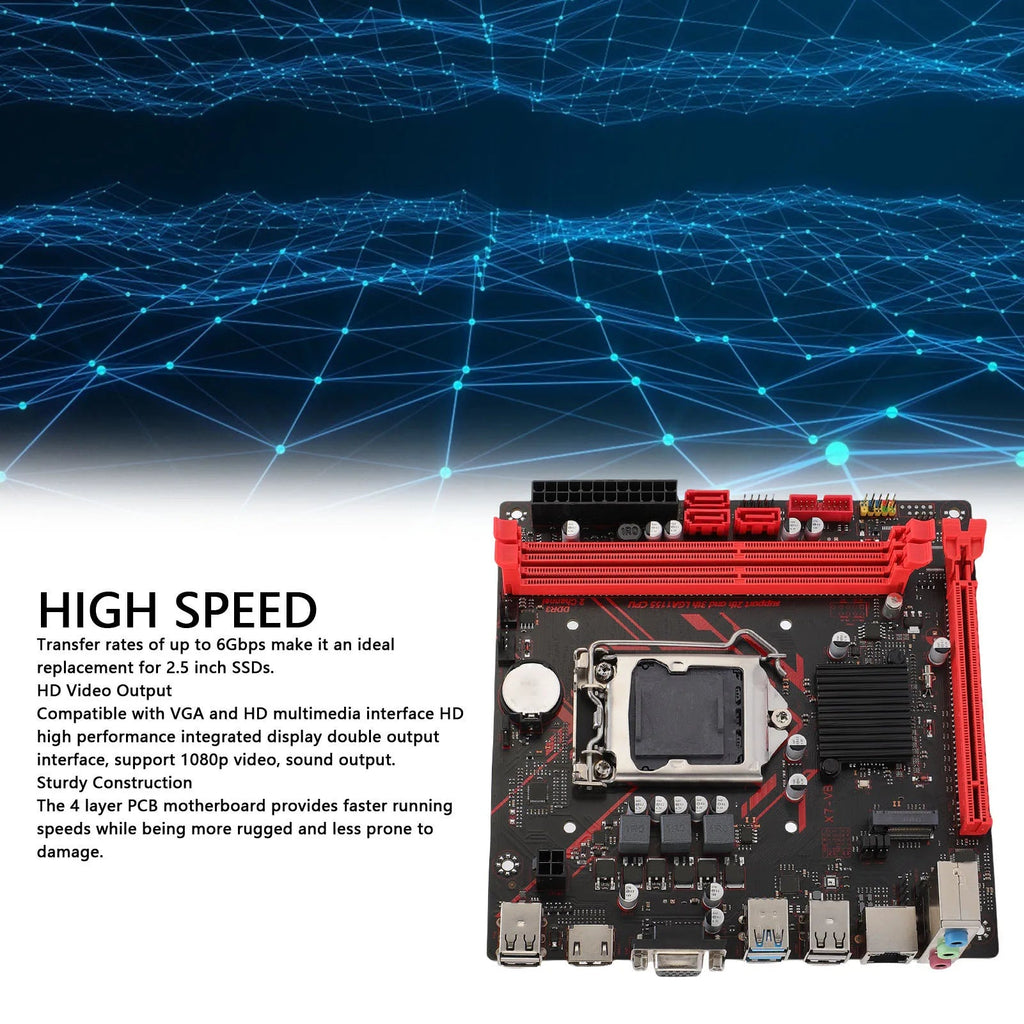 Computer Motherboard for Replacement 2xDDR3 Serial ATA 2.0x3 16GB Supports Extended PCIE2.0 6Gbps ITX Computer Motherboard Aurexia off