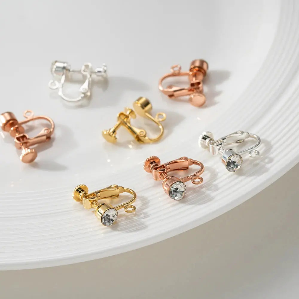 10pcs Brass Clip on Earring Converter Component with Crystal Rhinestone Non Pierced Earring Clip for Jewelry Making Supplies DIY Aurexia off