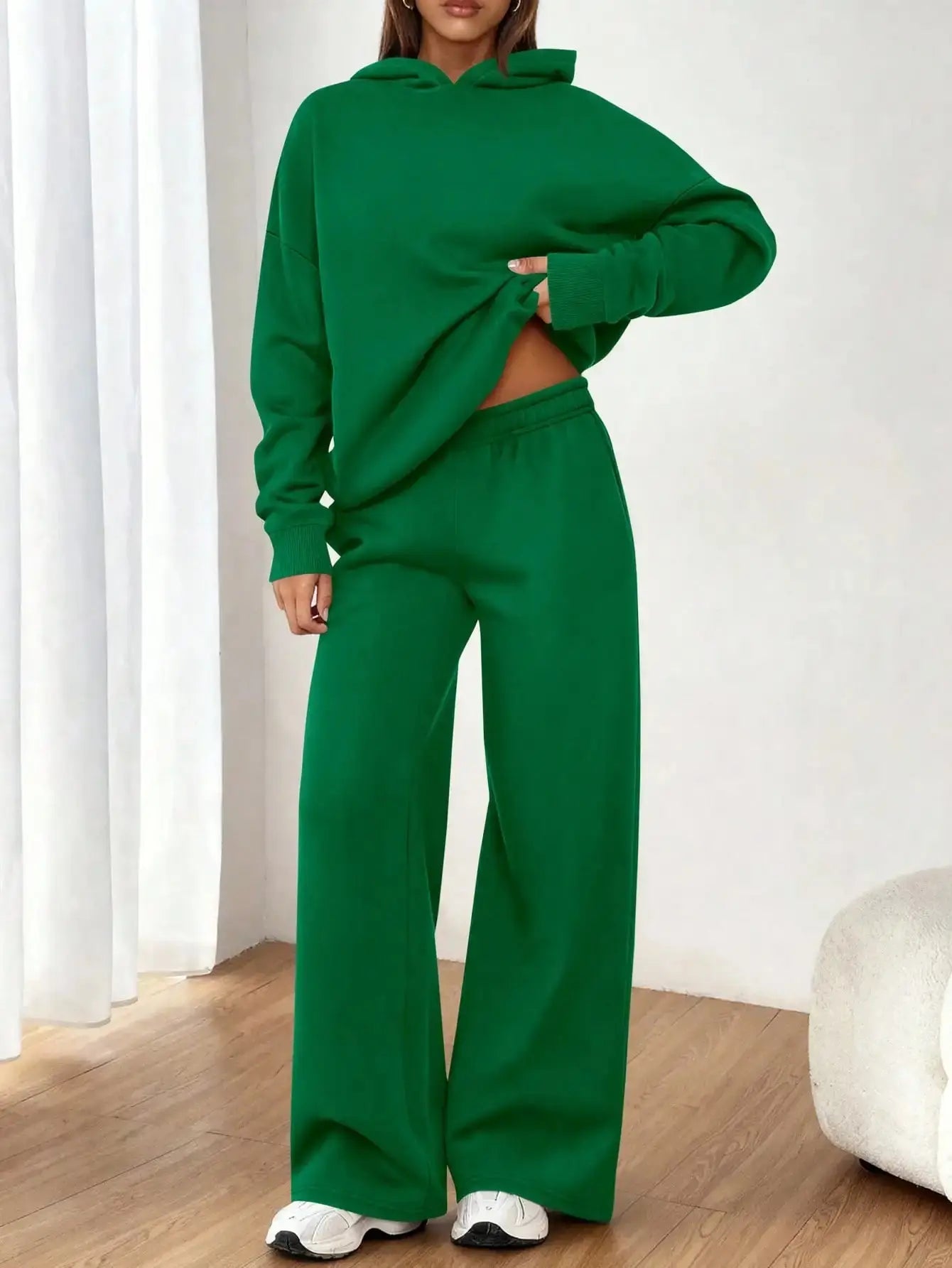Women's 2 Piece Sweatsuit Set Casual Long Sleeve Hoodie Loose Wide Leg Sweatpants Aurexia off