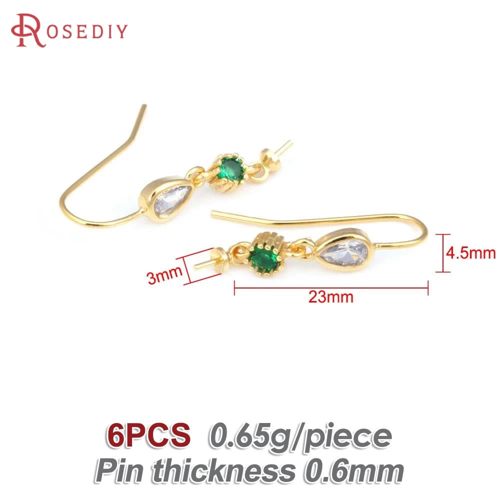 18K Gold Color Brass Can fit Half Hole Beads with Half Pins Earrings Hooks High Quality Jewelry Making Diy Findings Accessories Aurexia off