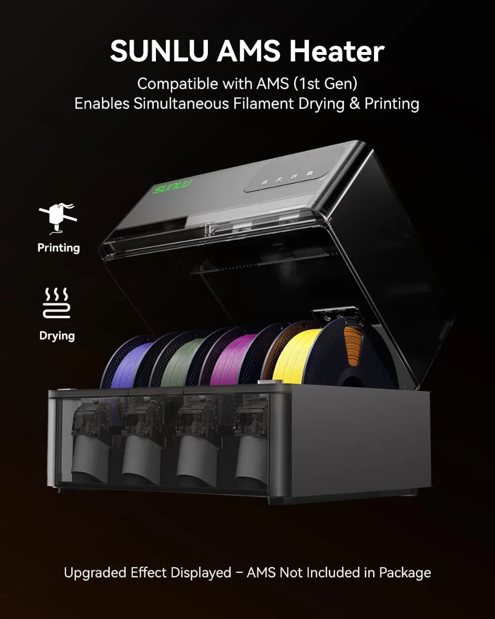 Filament Dryer for AMS, Fast Heating to 70°C, 4-Spool Capacity, Easy Installation Aurexia off