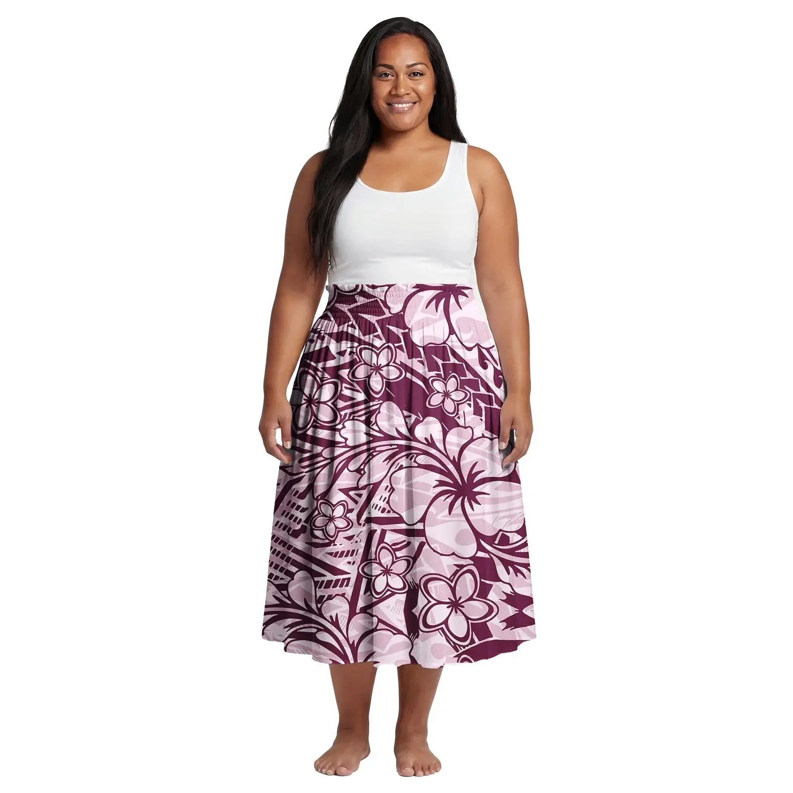 2026 Spring New Custom Elastic Waistband Design Women Skirts Samoan Polynesian Elegant Oversize Ladies Dress Party Aloha Skirts Aurexia off