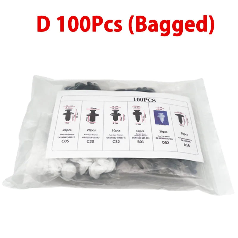 100/50 PCS Auto Fastener Clips Kit  - Multi-Size  Retainers for Car Fender, Bumper, Door & Panel Trim Aurexia off
