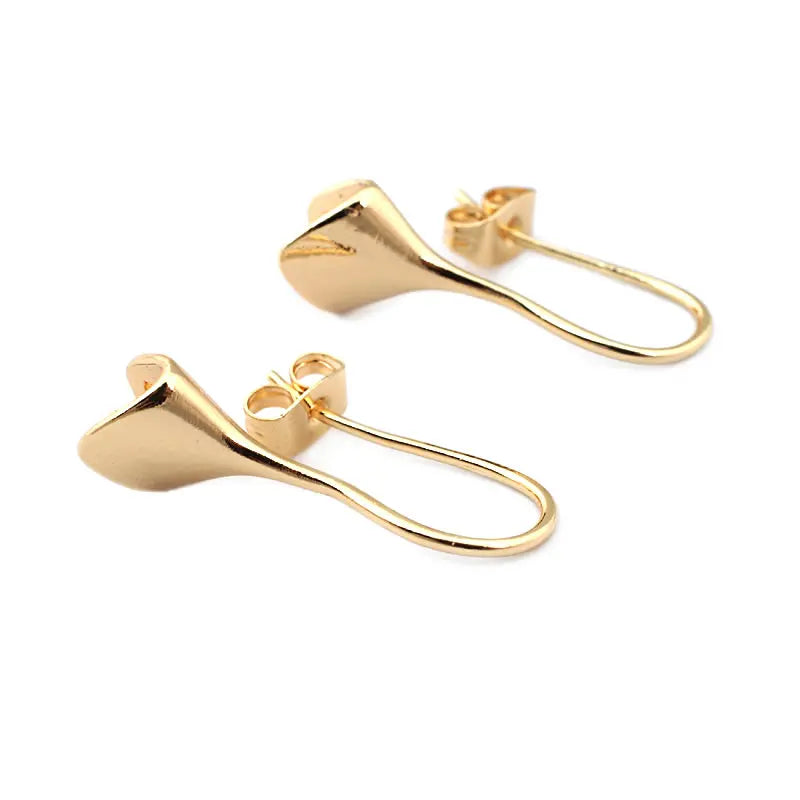 18K Gold Color Brass Can fit Half Hole Beads with Half Pins Earrings Hooks High Quality Jewelry Making Diy Findings Accessories Aurexia off