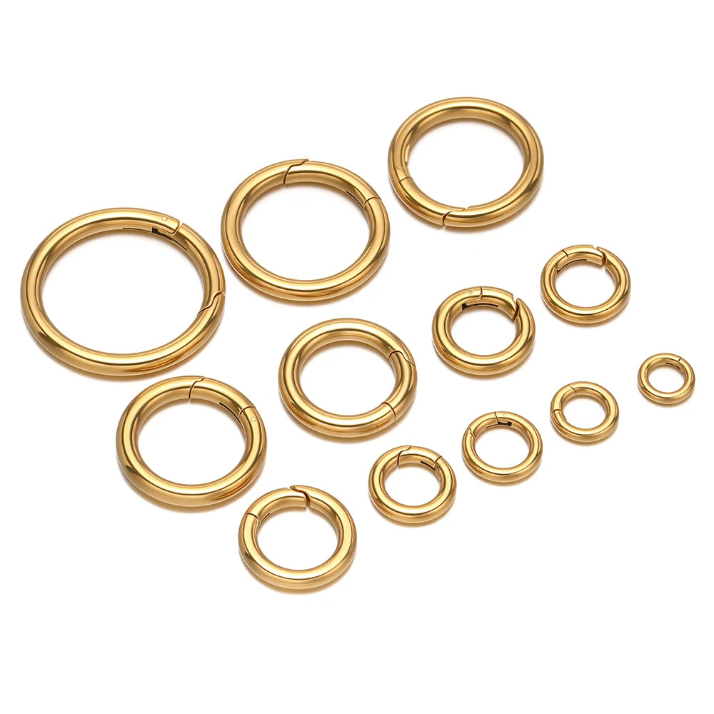 2Pcs/Lot Round Spring Clasps Stainless Steel Gold Plated Keyrings Buckles Connectors for DIY Jewelry Bag Hooks Making Components Aurexia off