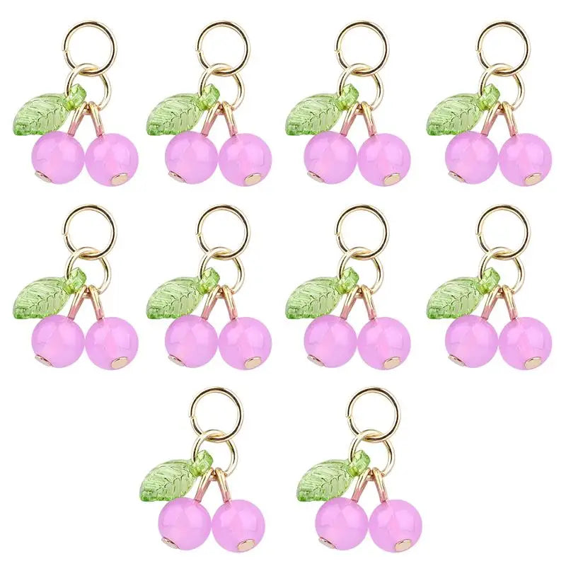 10Pcs/lot Fashion Delicious Red Cherry Keychain Summer Fruit Cherries Pendant Keyring For Women Men Jewelry Bag Accessories Gift Aurexia off