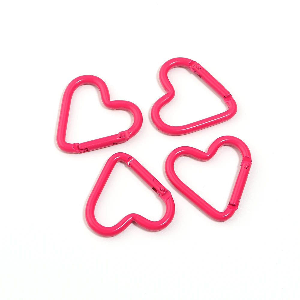 5pcs Colorful Heart-shaped Aluminum Alloy Carabiner Rings Keychain Clip Spring Hook Hanging Buckle Jewelry Making Accessories Aurexia off