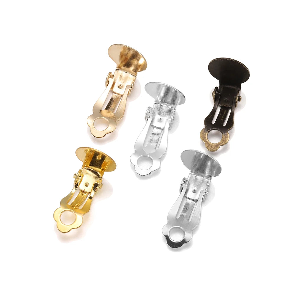 50pcs/Lot 10mm Meatl Ear Clips Earrings Blank Setting Base Fit Glass Cabochons For DIY Jewelry Making Findings Accessories Aurexia off