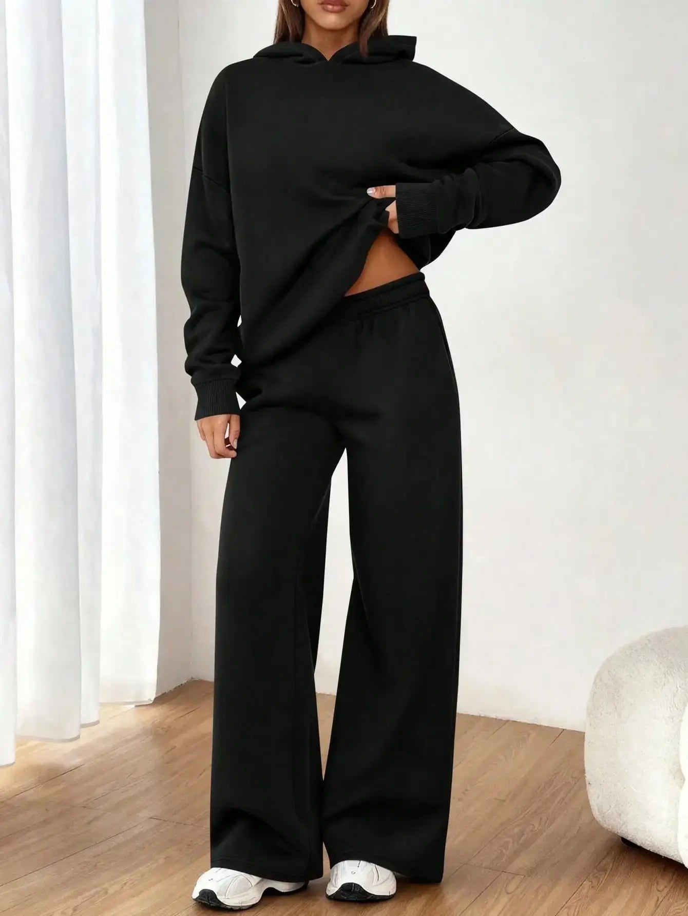 Women's 2 Piece Sweatsuit Set Casual Long Sleeve Hoodie Loose Wide Leg Sweatpants Aurexia off