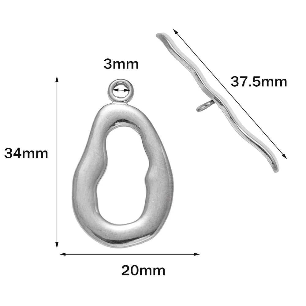 5 Sets Stainless Steel Toggle Clasp T-bar Closure Ring Fastener Hook End Connectors for DIY Necklace Bracelet Jewelry Making Aurexia off