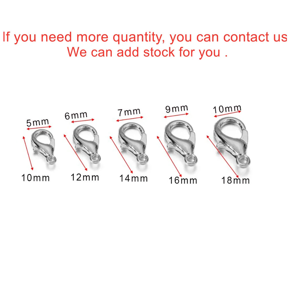 10pcs/lot Multiple Size Lobster Clasps Necklace Hooks Bracelets Connector Findings DIY Chains Jewelry Making Supplies Wholesale Aurexia off