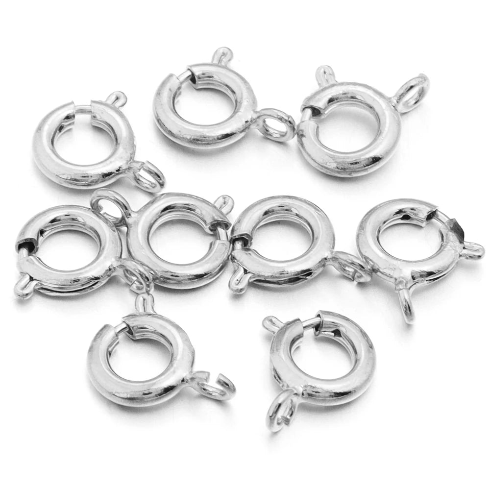 10Pcs Circle Spring Buttonr Copper Clasps Hooks End Connectors With Jump Ring for DIY Necklace Clasps Jewelry Making Accessories Aurexia off