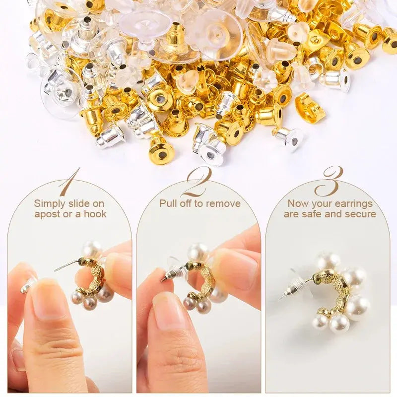 Silicone Ear Plugs Transparent Metal Rubber Anti Allergic Earring Back Kit Bullet Clutch Stopper for Fish Hook Earrings Aurexia off