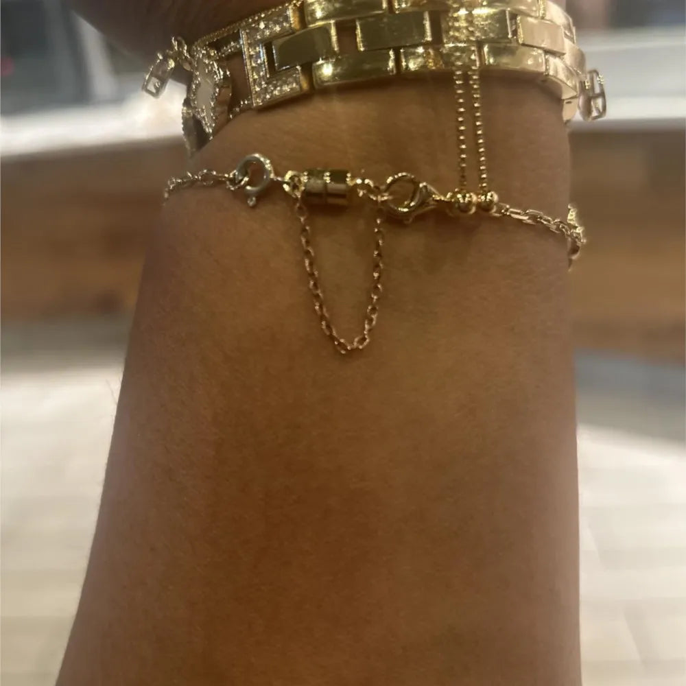 5Pcs Magnetic Bracelet Clasps and Closures with Safety Chain Never Fall Bracelet Extender Converter Magnetic Clasps for Women Aurexia off