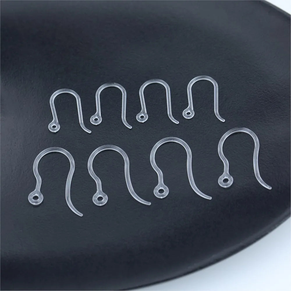 40pcs Clear Plastic Earring Hooks Ear Wire with Loop French Fish Hooks With Transparent Earring Stoppers for DIY Jewelry Making Aurexia off