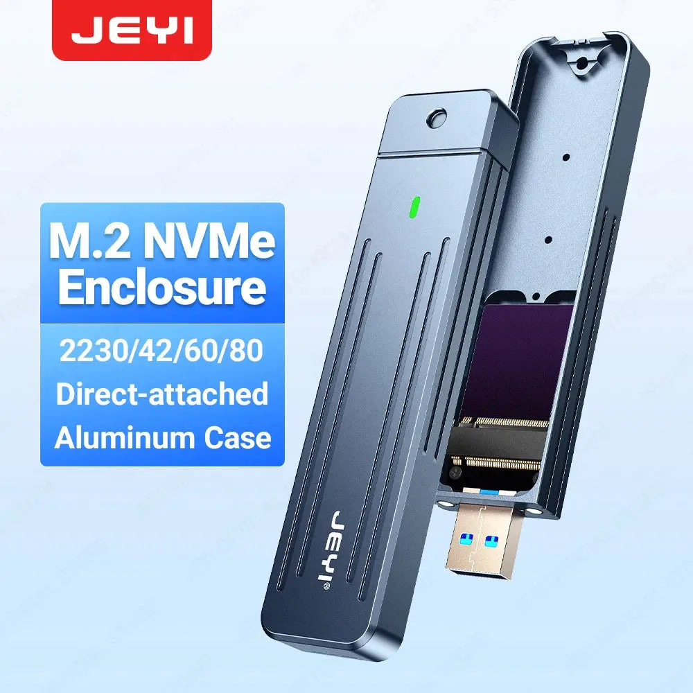 JEYI Direct-attach M.2 NVMe Enclosure, USB-A Plug USB 3.2 10Gbps In-line Aluminum 2242 2280 SSD Case With Magnet Protective Case Aurexia off