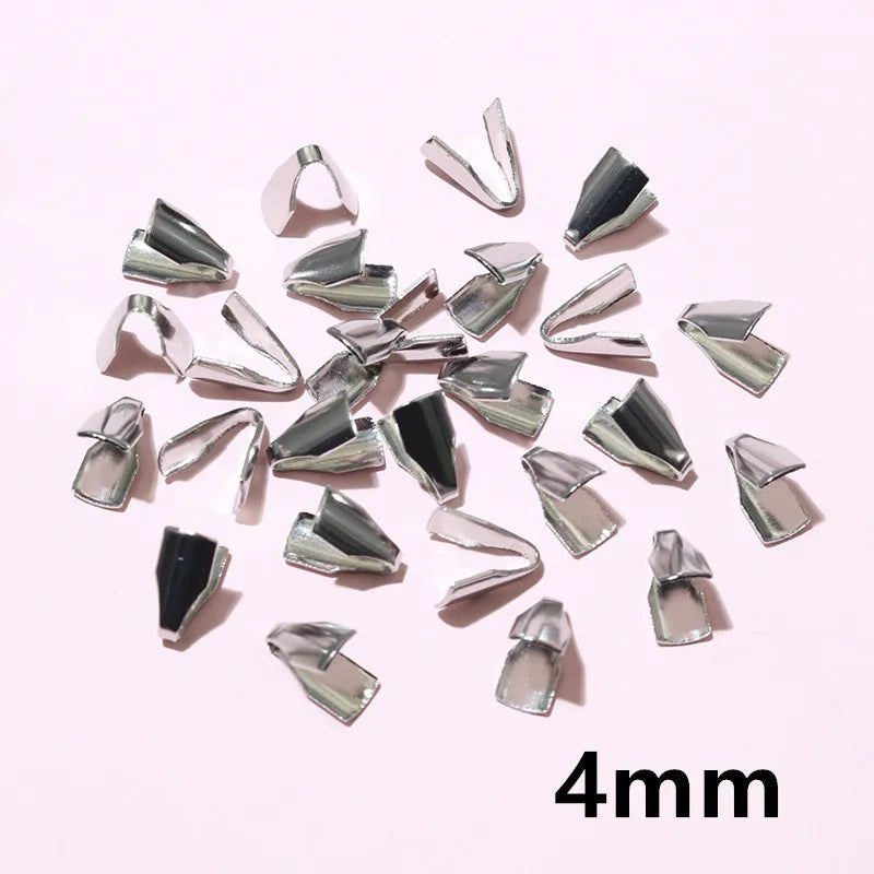 100pcs Stainless Steel 2-7mm Flat Cords Crimp End Beads Caps Clip Tip Fold for DIY Snake Chain Necklace Jewelry Making Findings Aurexia off