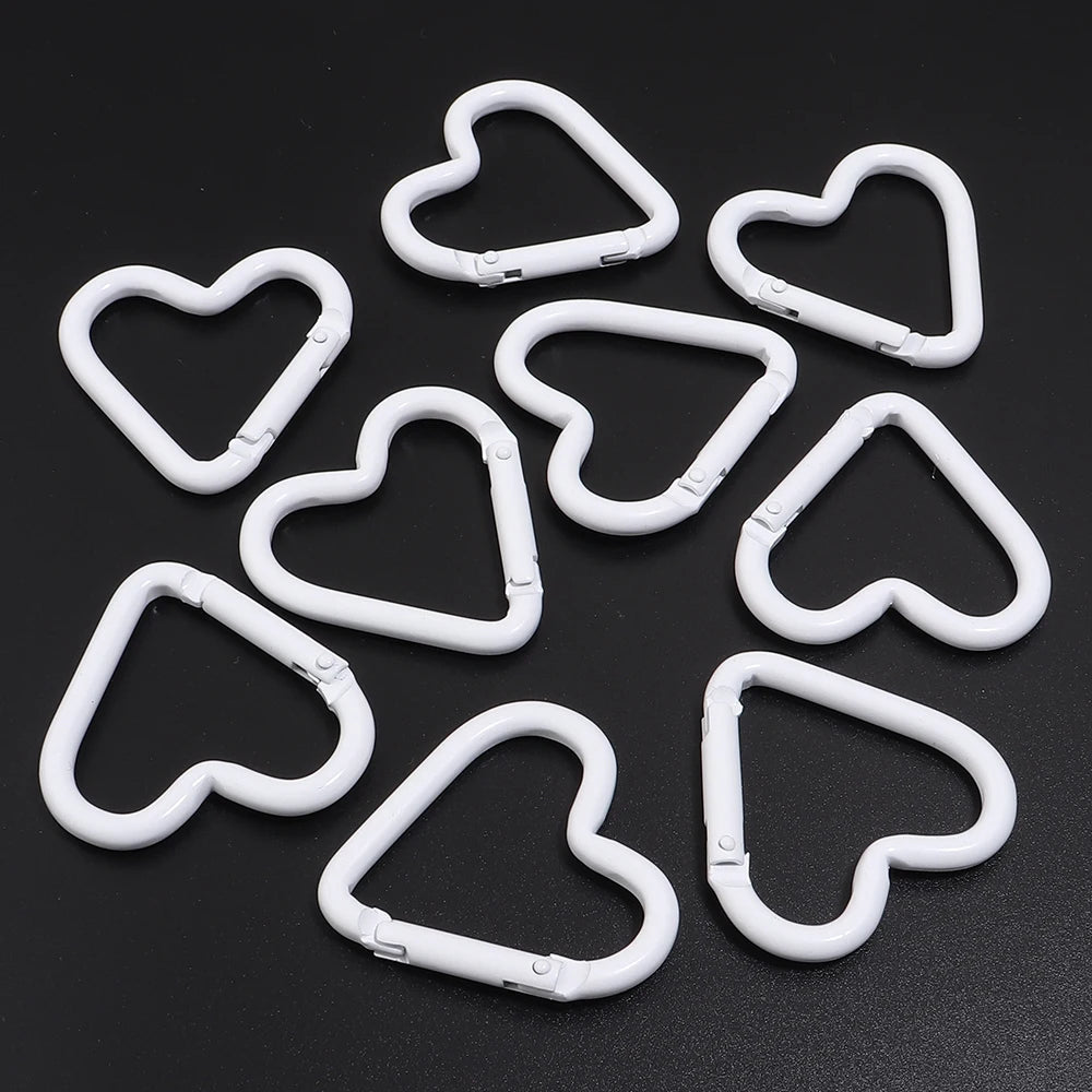 5pcs Colorful Heart-shaped Aluminum Alloy Carabiner Rings Keychain Clip Spring Hook Hanging Buckle Jewelry Making Accessories Aurexia off