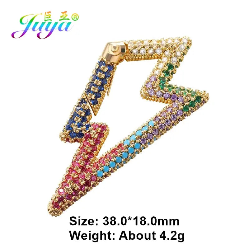 Juya Handmade Zirconia 18K Gold Plated Decorative Copper Pendant Carabiner Screw Bolt Lock Clasps For DIY Punk Jewelry Making Aurexia off