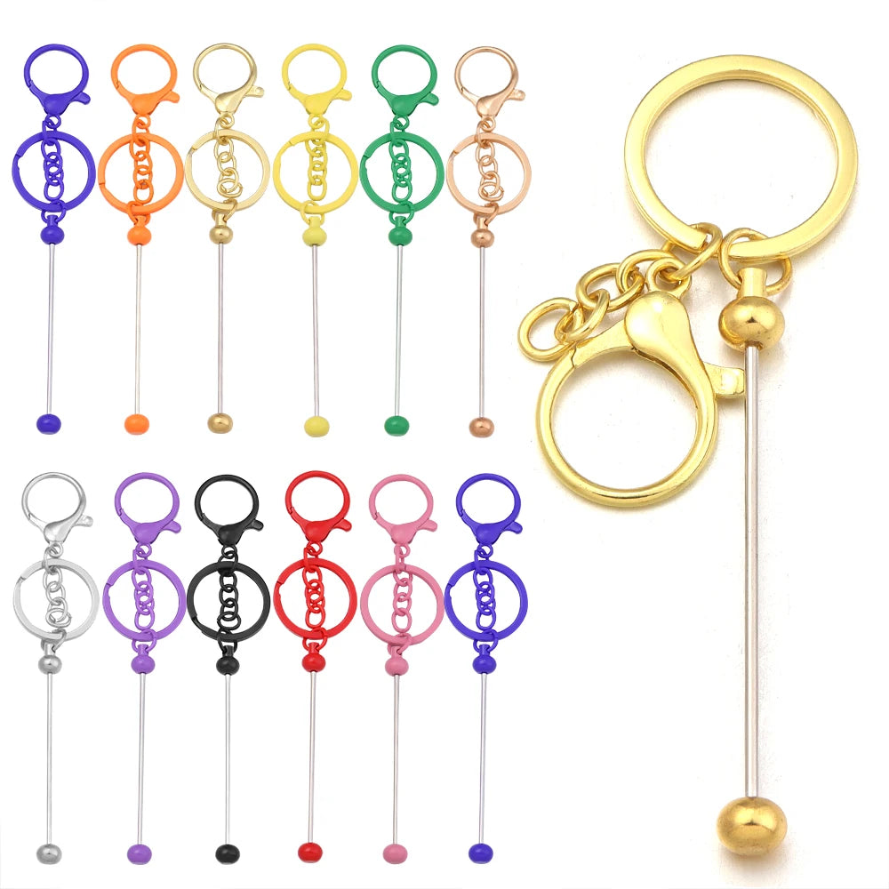 2pcs Beadable Keychains Colorful Metal Lobster Clasp Keyring Pendant For Making Jewelry DIY Keychain Bags Decoration Accessories Aurexia off