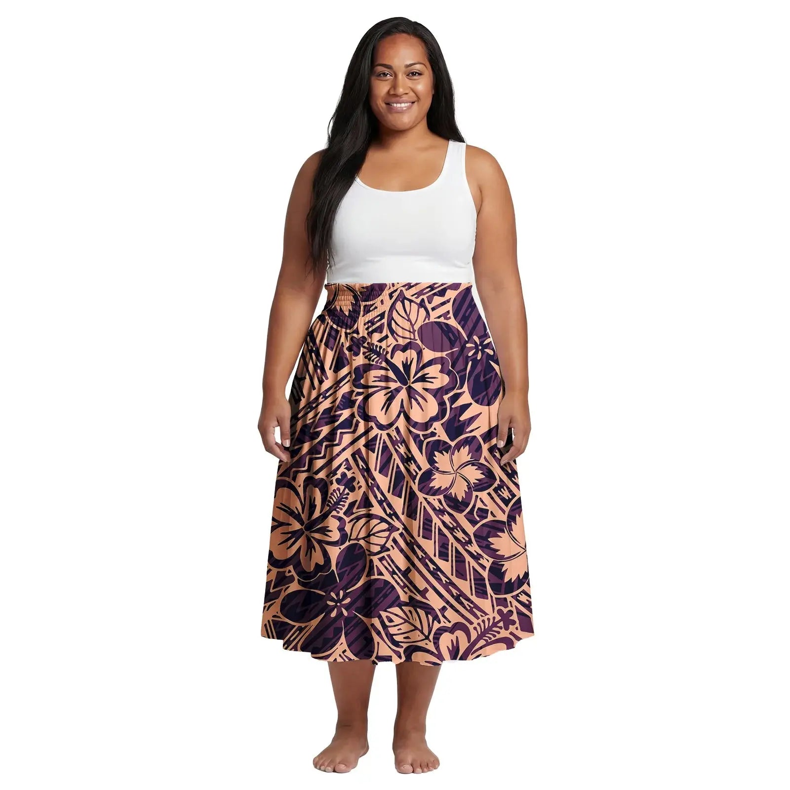 2026 Spring New Custom Elastic Waistband Design Women Skirts Samoan Polynesian Elegant Oversize Ladies Dress Party Aloha Skirts Aurexia off
