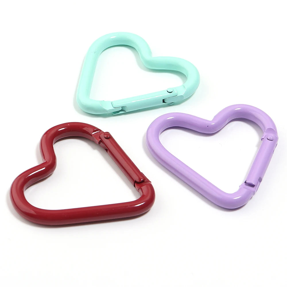 5pcs Colorful Heart-shaped Aluminum Alloy Carabiner Rings Keychain Clip Spring Hook Hanging Buckle Jewelry Making Accessories Aurexia off
