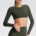 Women's long-sleeved yoga top with built-in breast pads, breathable and comfortable, suitable for gym workouts and fitness. Aurexia off