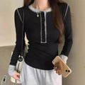 Y2K Patchwork T-Shirt 2025, Contrast Color Grunge Top, Harajuku Bodycon Casual Tee for Women Aurexia off