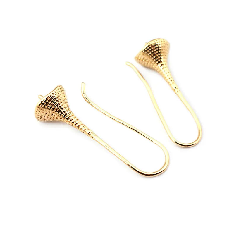 18K Gold Color Brass Can fit Half Hole Beads with Half Pins Earrings Hooks High Quality Jewelry Making Diy Findings Accessories Aurexia off