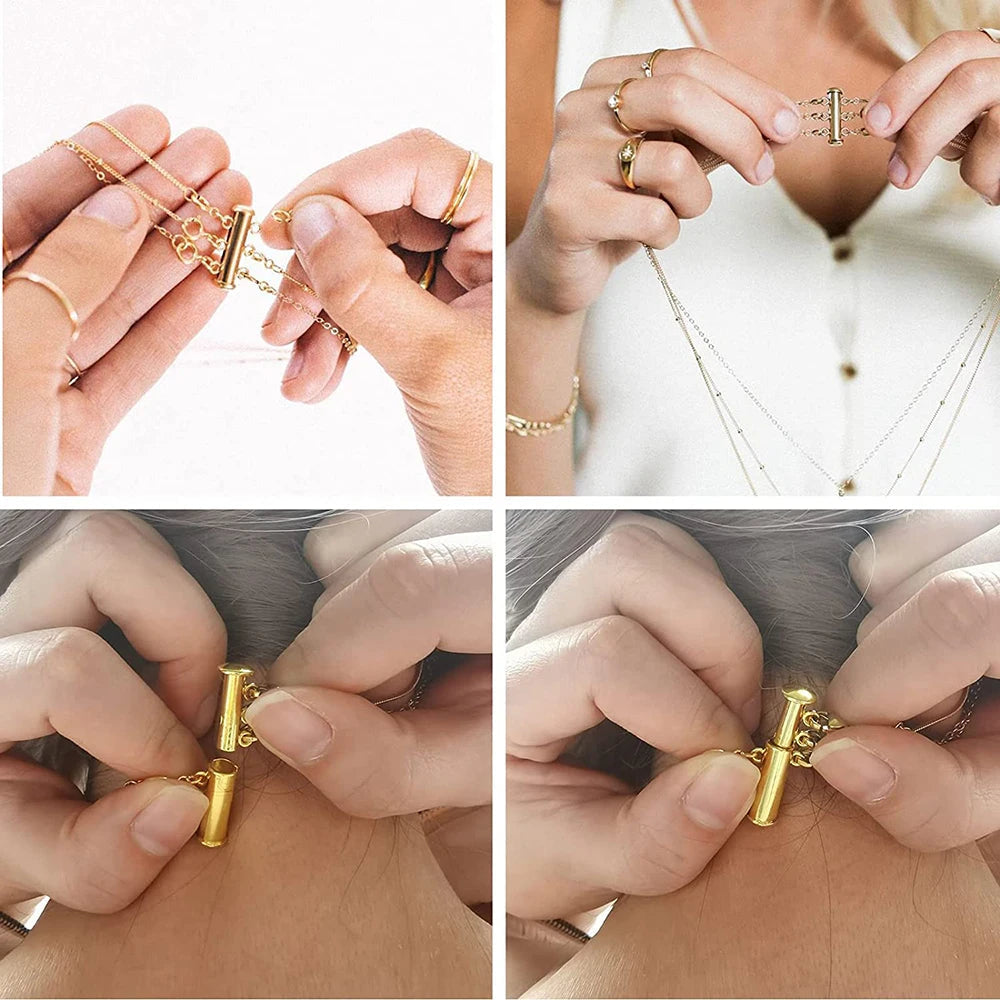 2pcs Multi Strand Necklace Layer Lobster Buckle Sliding Magnet Tube Connector Lock for DIY Necklace Bracelet Jewelry Making Aurexia off