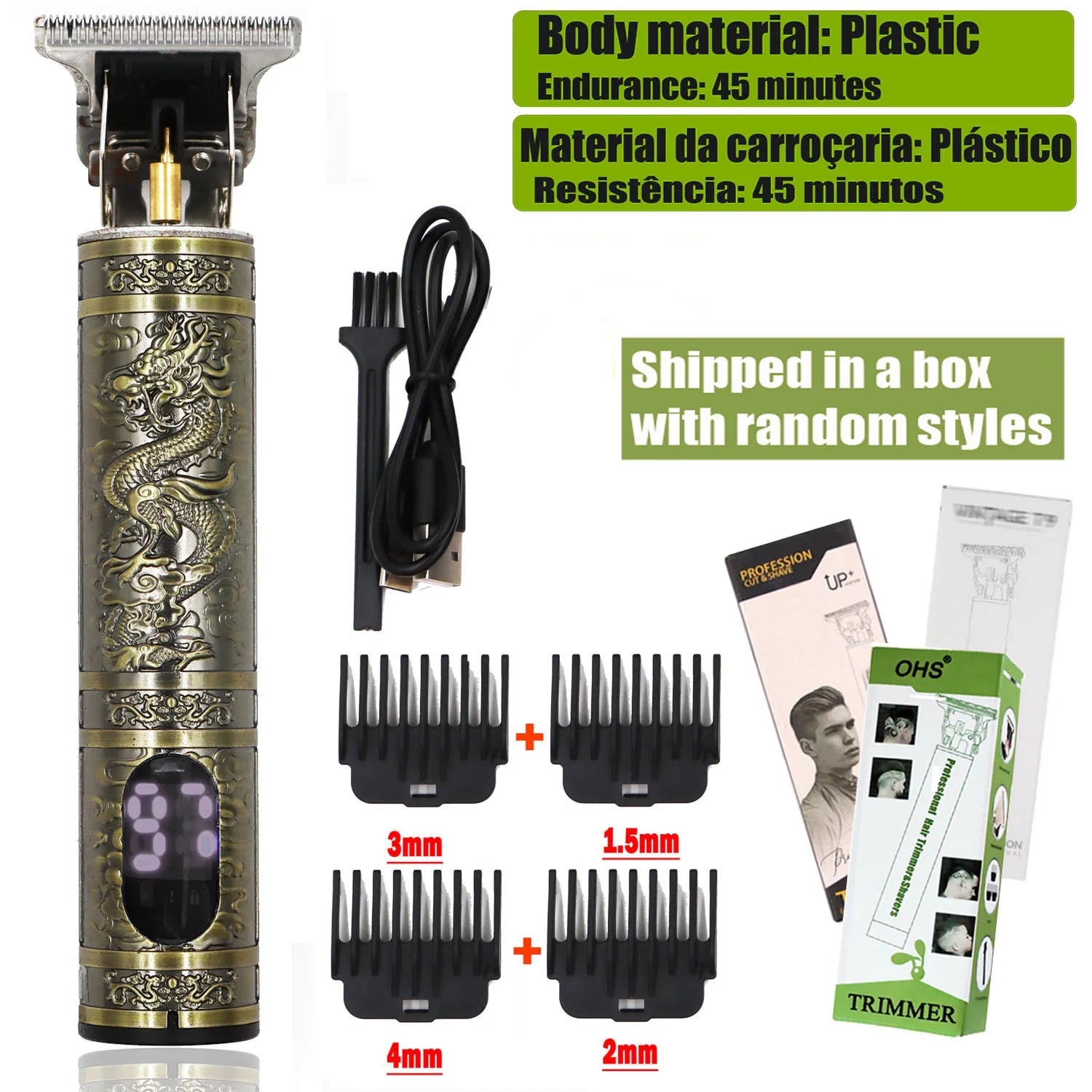 OHS Rechargeable  Vintage T 9 Cordless Hair Cutting Machine Electric Shaver For Man Hair Clipper Barber Trimmer Beard Razors Aurexia off