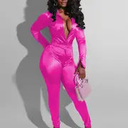 Deep V Neck Long Sleeve Jumpsuit & Casual Pants Set Aurexia off