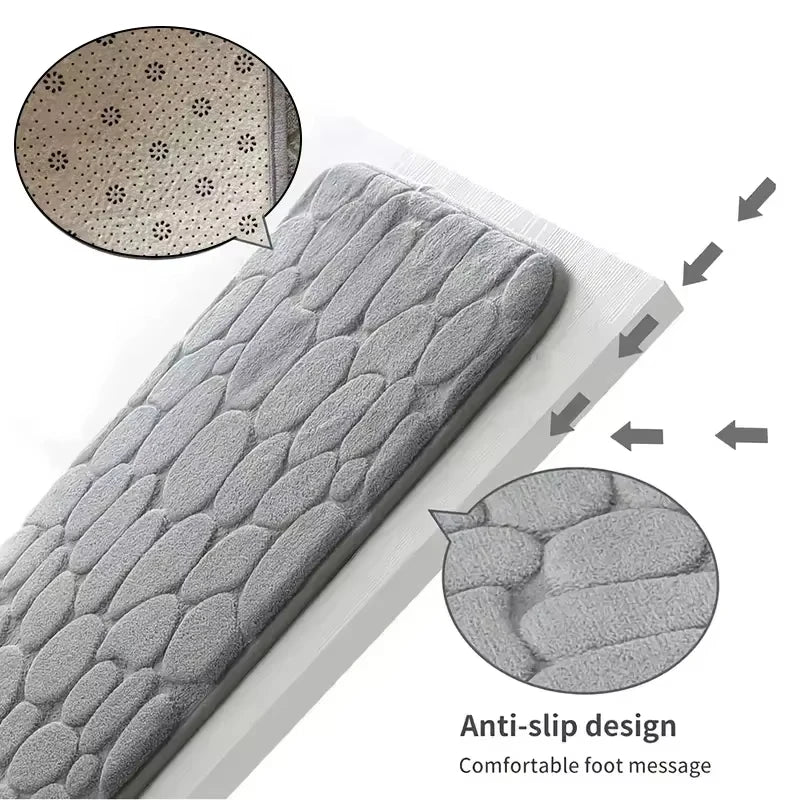 1pc Memory Foam Embossed Velvet Carpet Bathroom Living Room Non-Slip Mat Cobblestone Floor Mat Home Furnishings Aurexia off