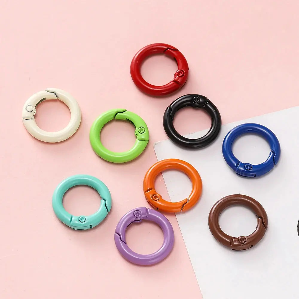 2/5pcs/Lots Metal Round Spring Clasp Colored Carabiner Keychain Clips Hook for DIY Jewelry Buckles Keychains Supplies Aurexia off