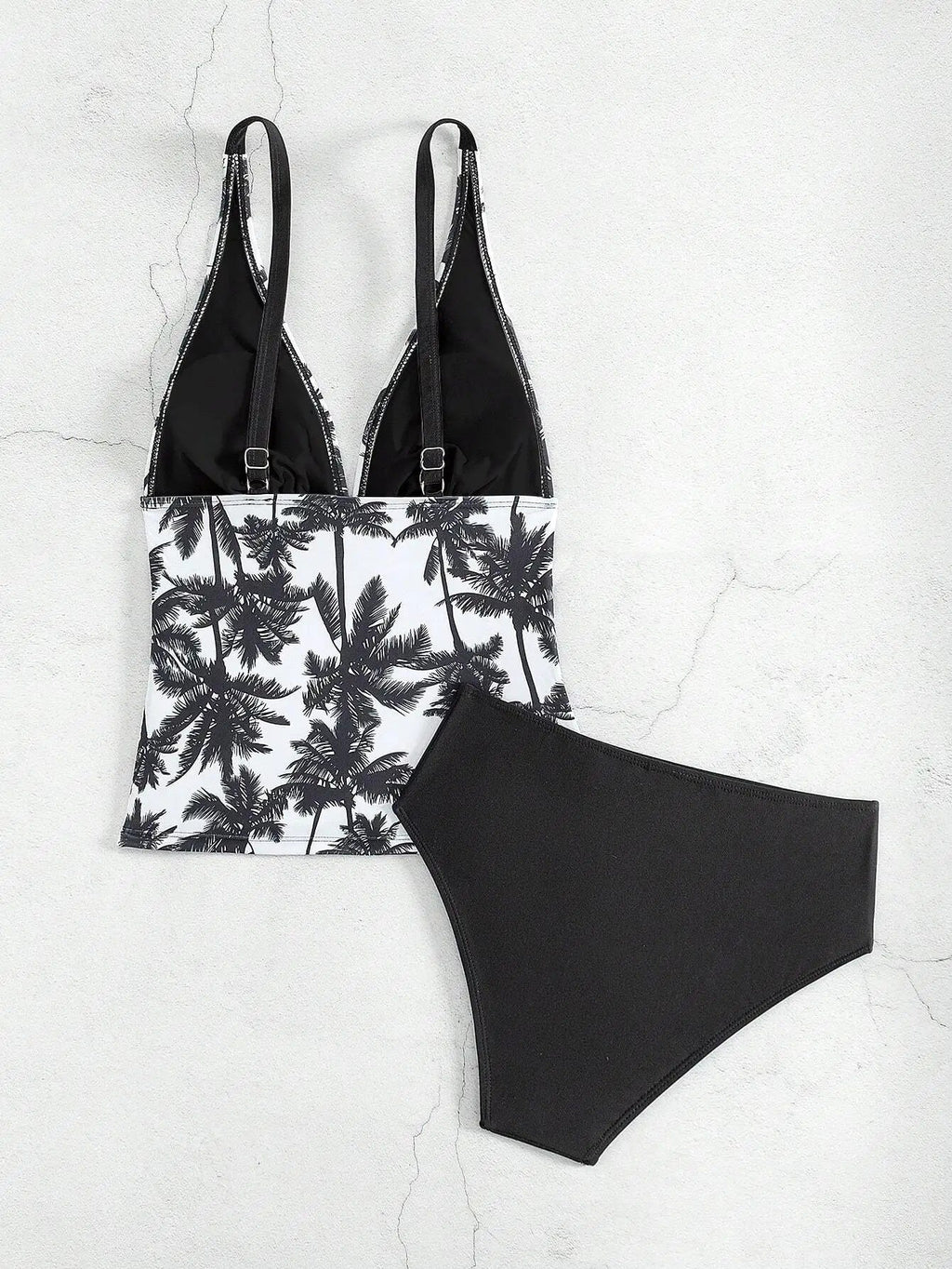 2 Piece Tankini Swimsuit Set Palm Print High Waisted Bikini Beach Vacation Swimwear Aurexia off