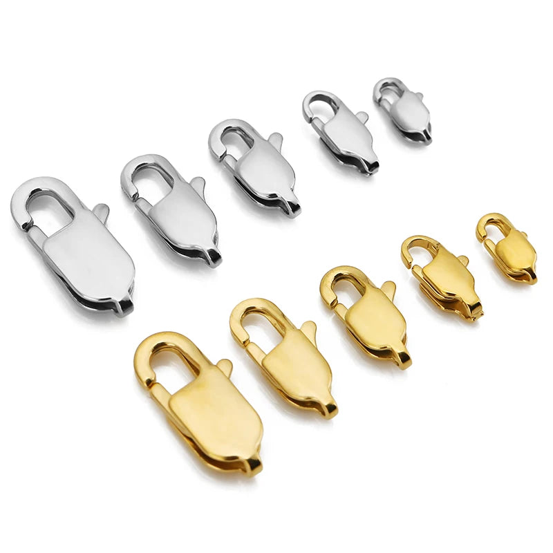 10pcs High End Quality Gold Stainless Steel Rectangle Lobster Clasps Hooks Connector for DIY Bracelet Necklace Jewelry Making Aurexia off