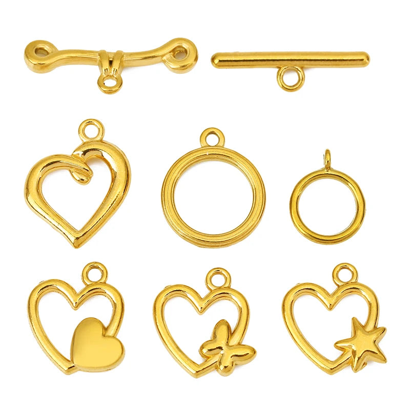 5sets PVD Never Fade Stainless Steel OT Clasps Toggle Bracelet Hooks End Necklace Connectors ForDiy Jewelry Making Accessories Aurexia off