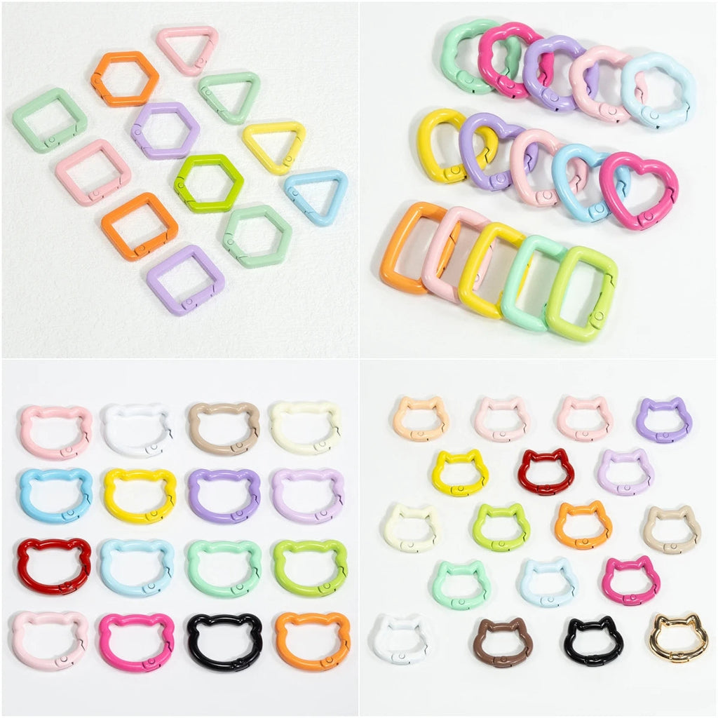 5pcs Cute Heart Cat Keychain Rings Carabiner Clip Key Chain Hooks for DIY Keys Buckle Bags Purses Replacement Lanyard DIY Crafts Aurexia off