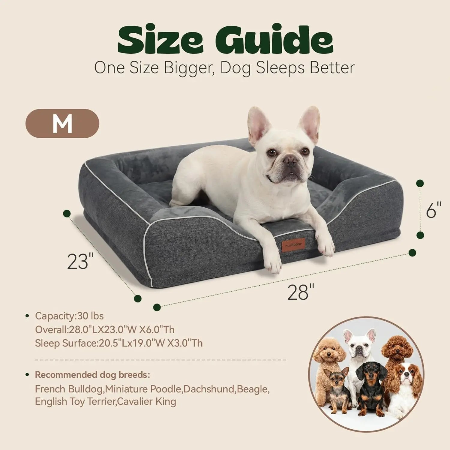 Medium Orthopedic Dog Bed with Cooling Gel & Washable Cover, Relieves Joint Pain, Waterproof, Dark Grey Aurexia off